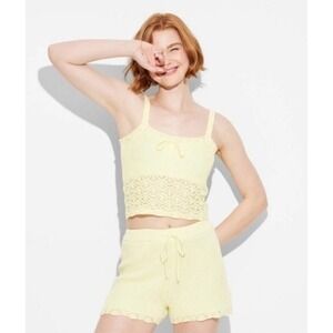 Wild Fable Crop Sweater Tank Women's M Yellow Preppy Beach Cottage Soft Girl